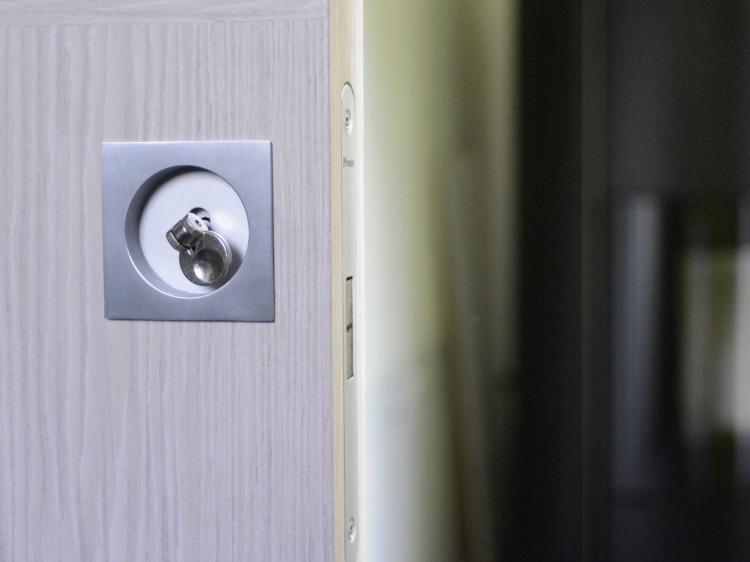 Porta interna scorrevole Pivato - Collezione Dinamica, essenza grigio rovere spazzolato